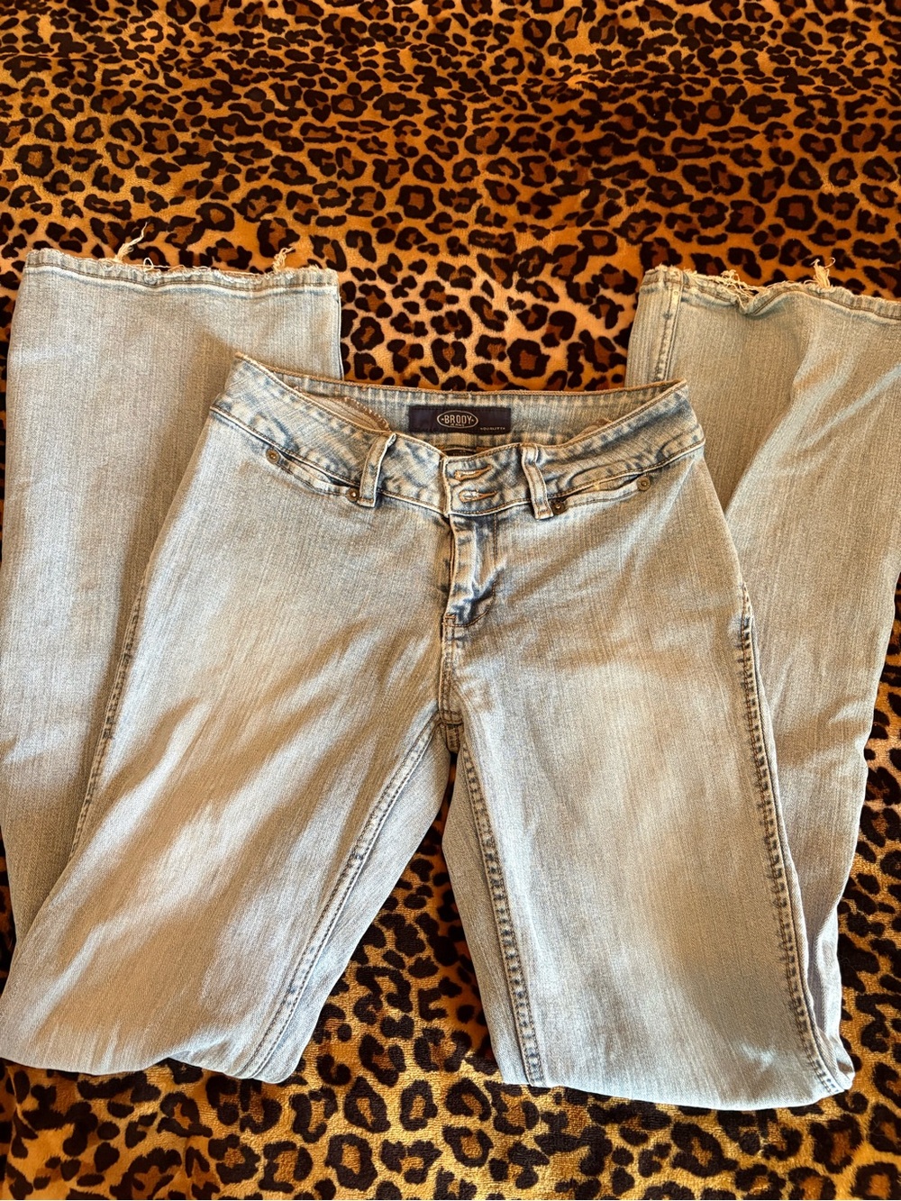 Vintage Brody Jeans Light Wash Flare Jeans with Raw Hem